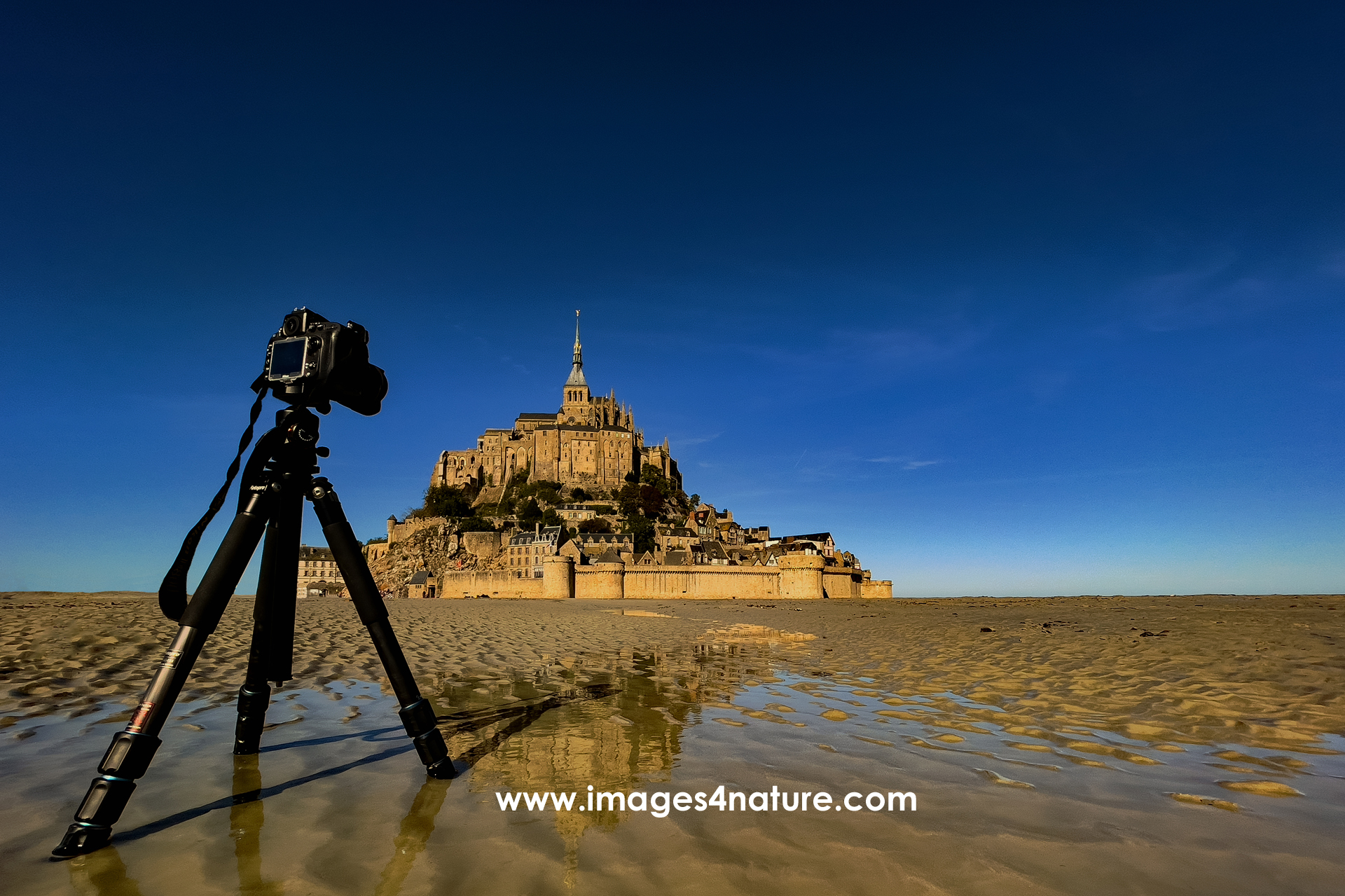 There are definitely worse days at the office than this  Walking around World Heritage Site  Mont Saint Michel  during ebb tide with this kind of weather and relatively few tourists was absolute fun   France, Mont Saint Michel, October 2022   Image ID 202210 FR 24