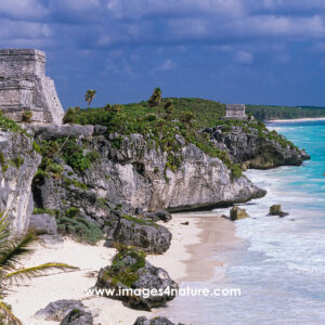 Scenic view of Tulum Mayan ruins and tropical beaches