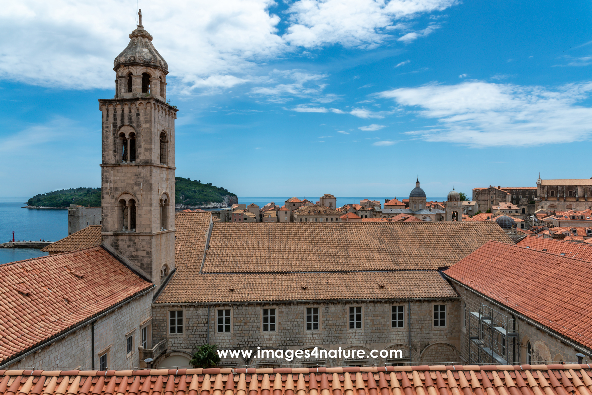 Dominican monastery and Lokrum view from Dubrovnik city wall