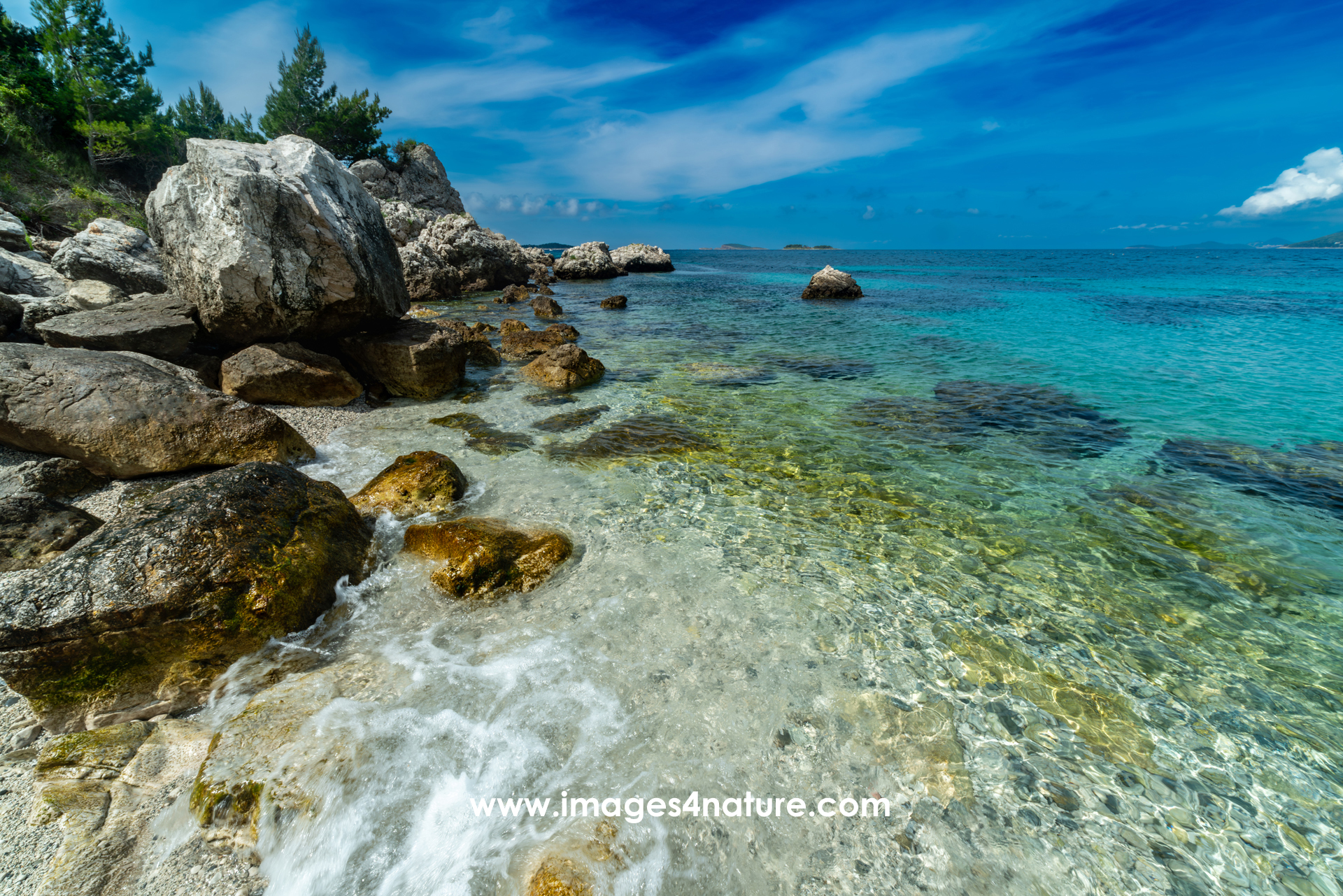 Hidden mediterrenean beach in Croatia with crystal clear water