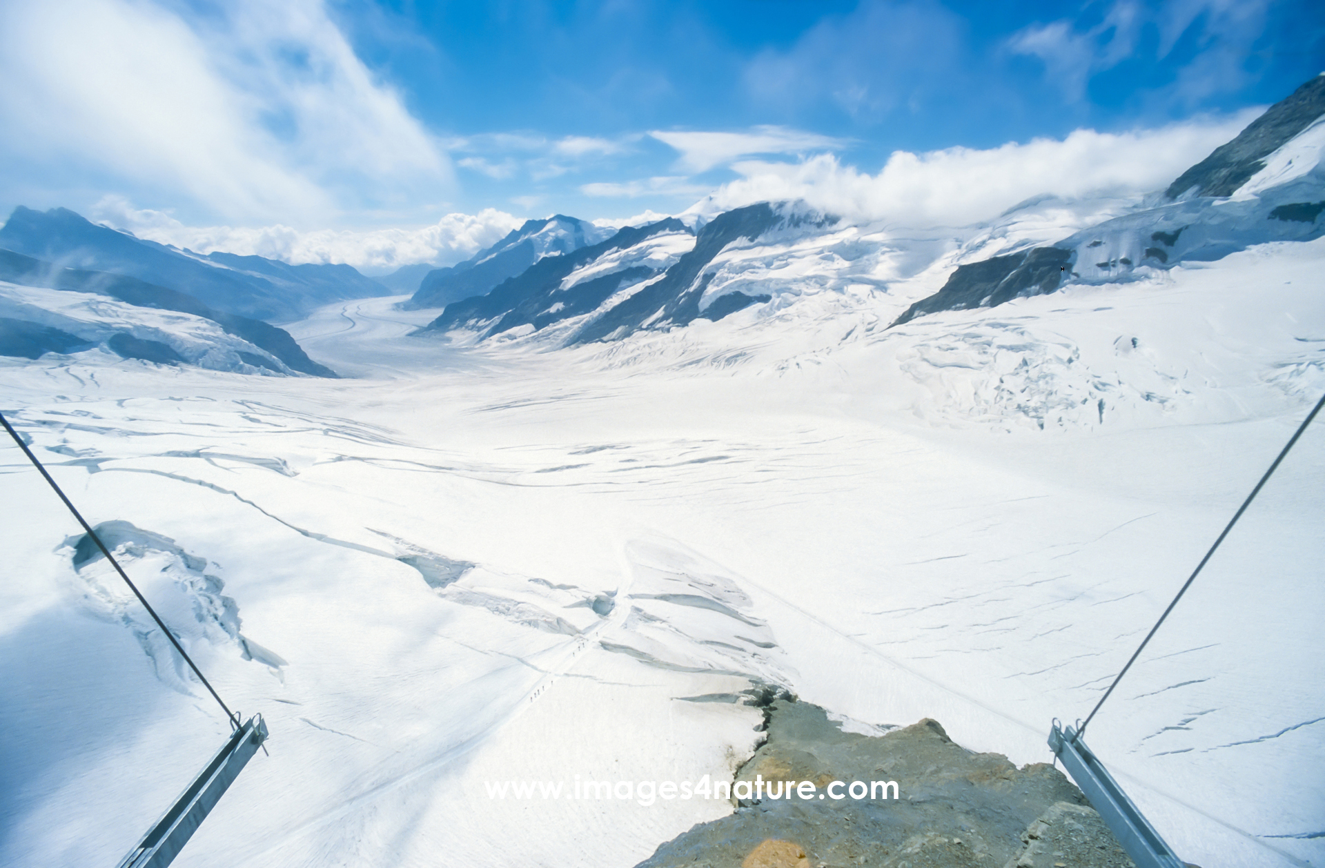 Scenic view of Aletsch glacier and mountains from Jungfraujoch