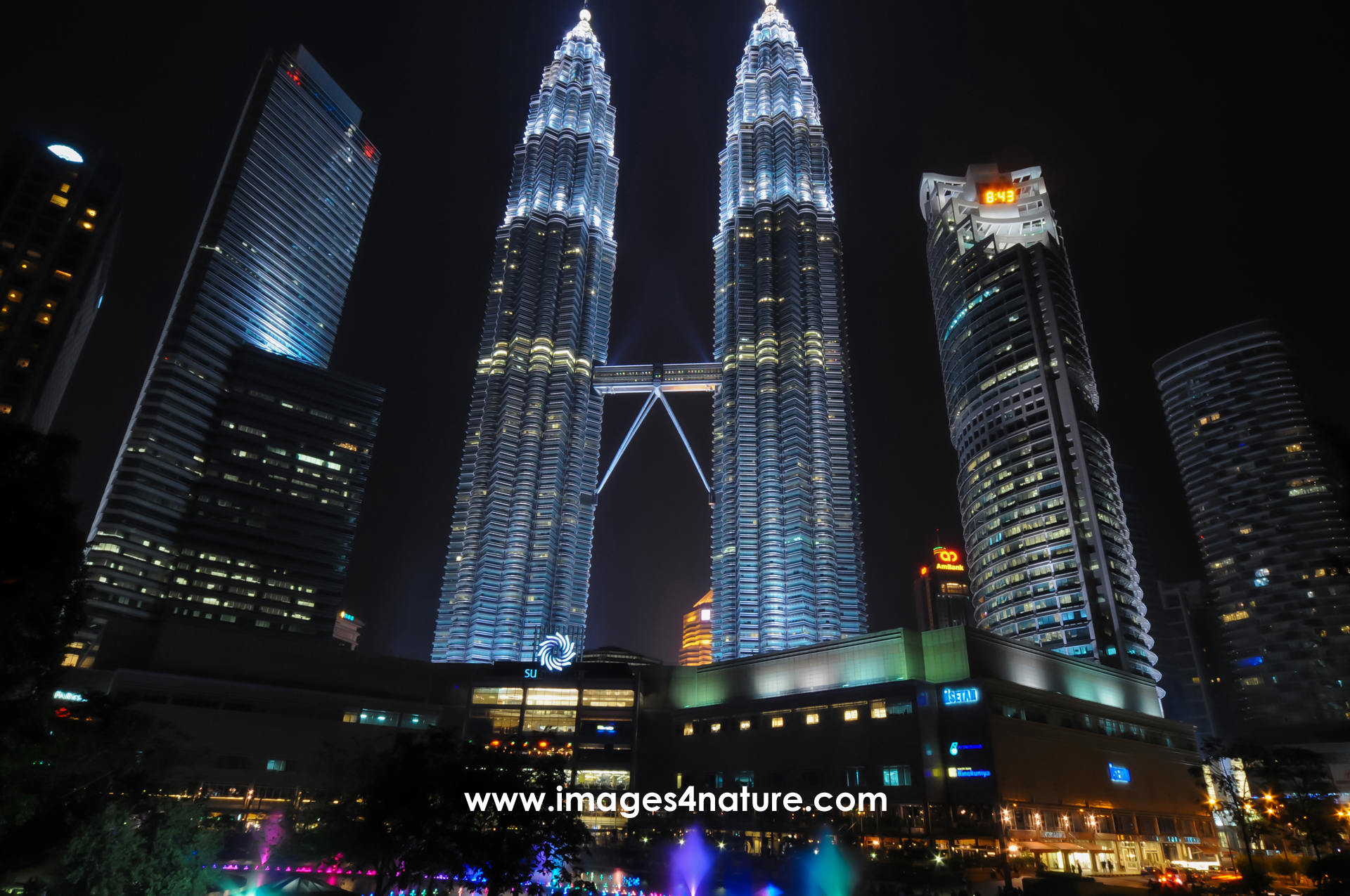 Kuala Lumpur city centre with Petronas Twin Towers at night
