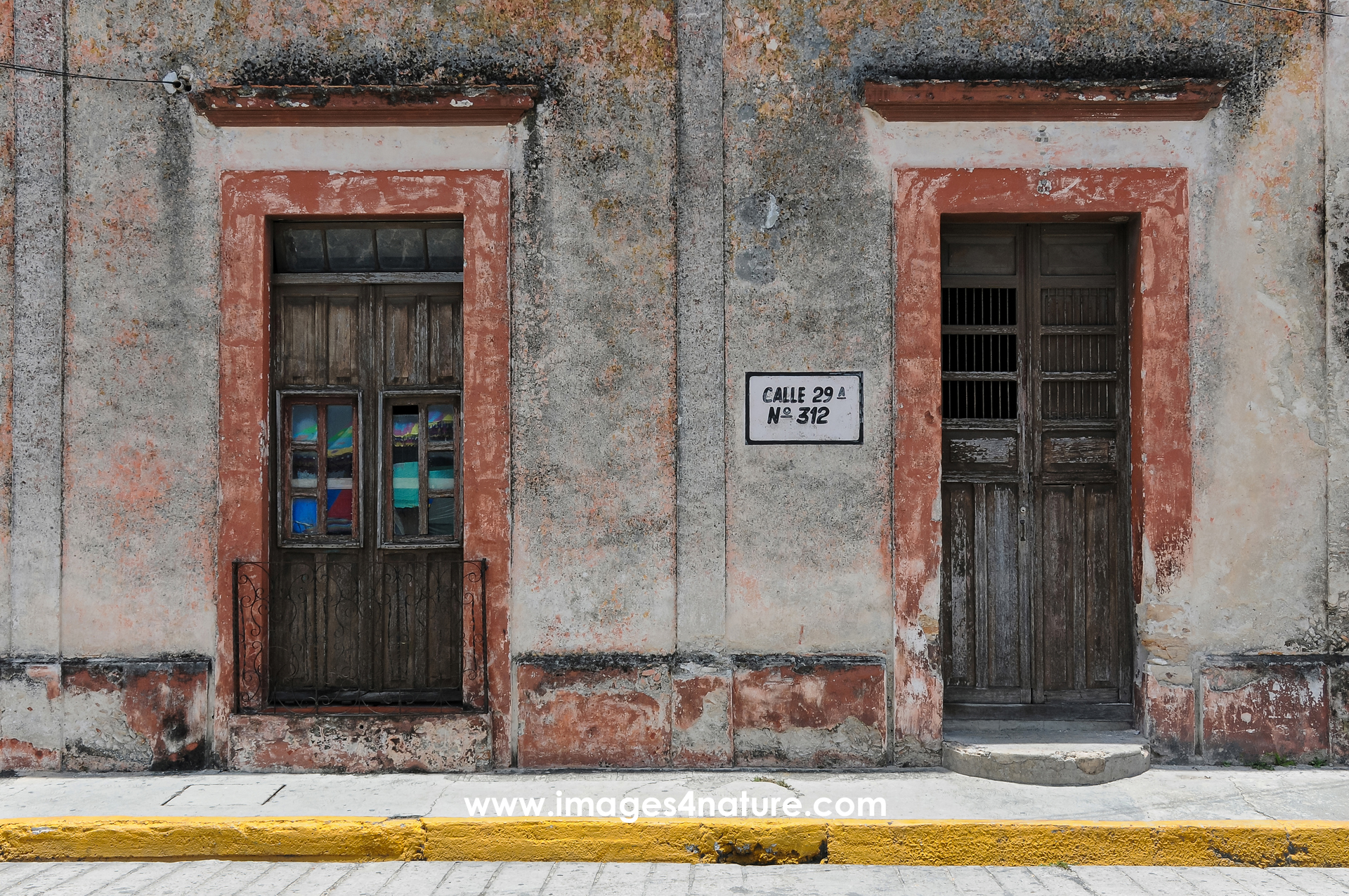 Two closed wooden doors of an old building